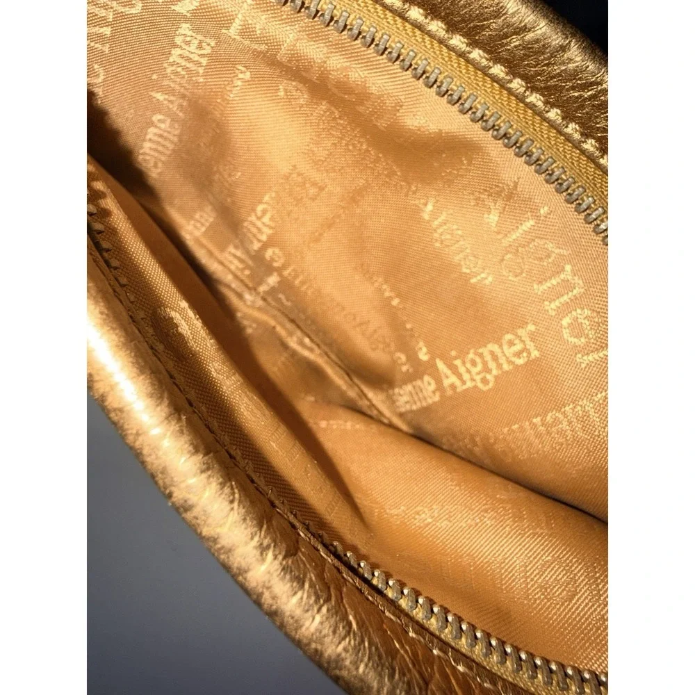 Vintage Etienne Aigner Vintage Purse Pouch‎ or Clutch Gold Zipper L